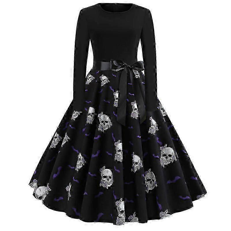 فساتين هالوين المرأة الهيكل العظمي اليقطين المطبوعة تأثيري حزب زي Zekai