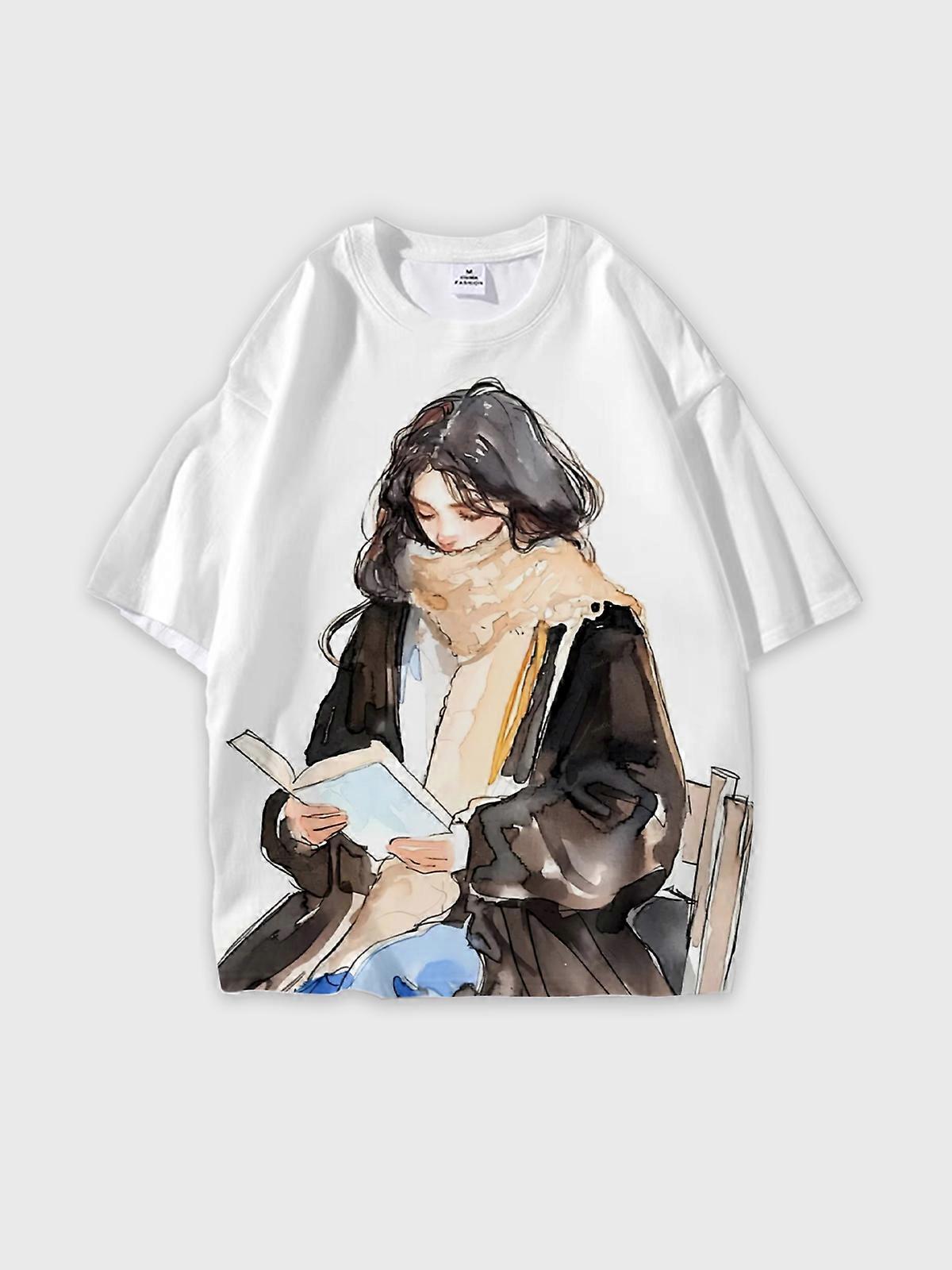 T-Shirt Short Sleeve Round Neck, Summer Casual Loose Graphic Tee, Unisex Pattern W122