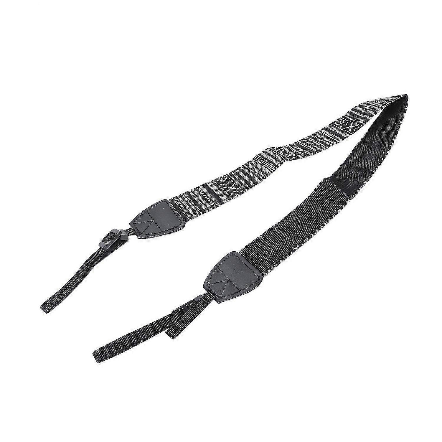Adjustable Cotton Leather Camera Strap Shoulder Strap(Black+White)