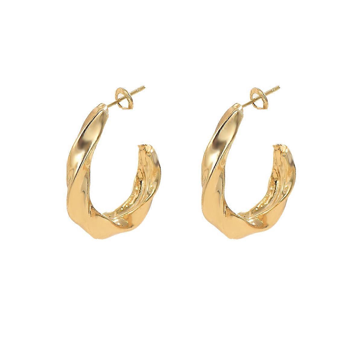 Earrings, Geometric Twisted Smooth Surface Electroplated Zinc Alloy Design Stud Earrings Versatile Women's