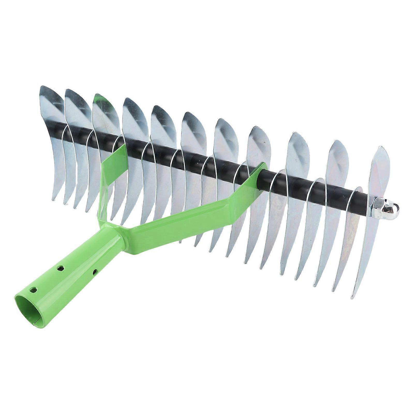 Thatch Rake Stainless Steel Curved Tip Teeth Lawn Rake for Leaves Garden Supplies