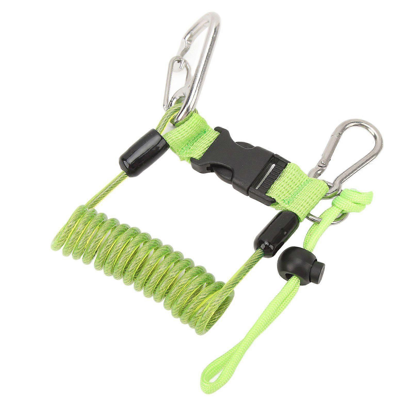 Diving Hook Rope Stainless Steel Flexible Anti Lost Diving Camera Rope Diving Reef Hook Spring Rope Green