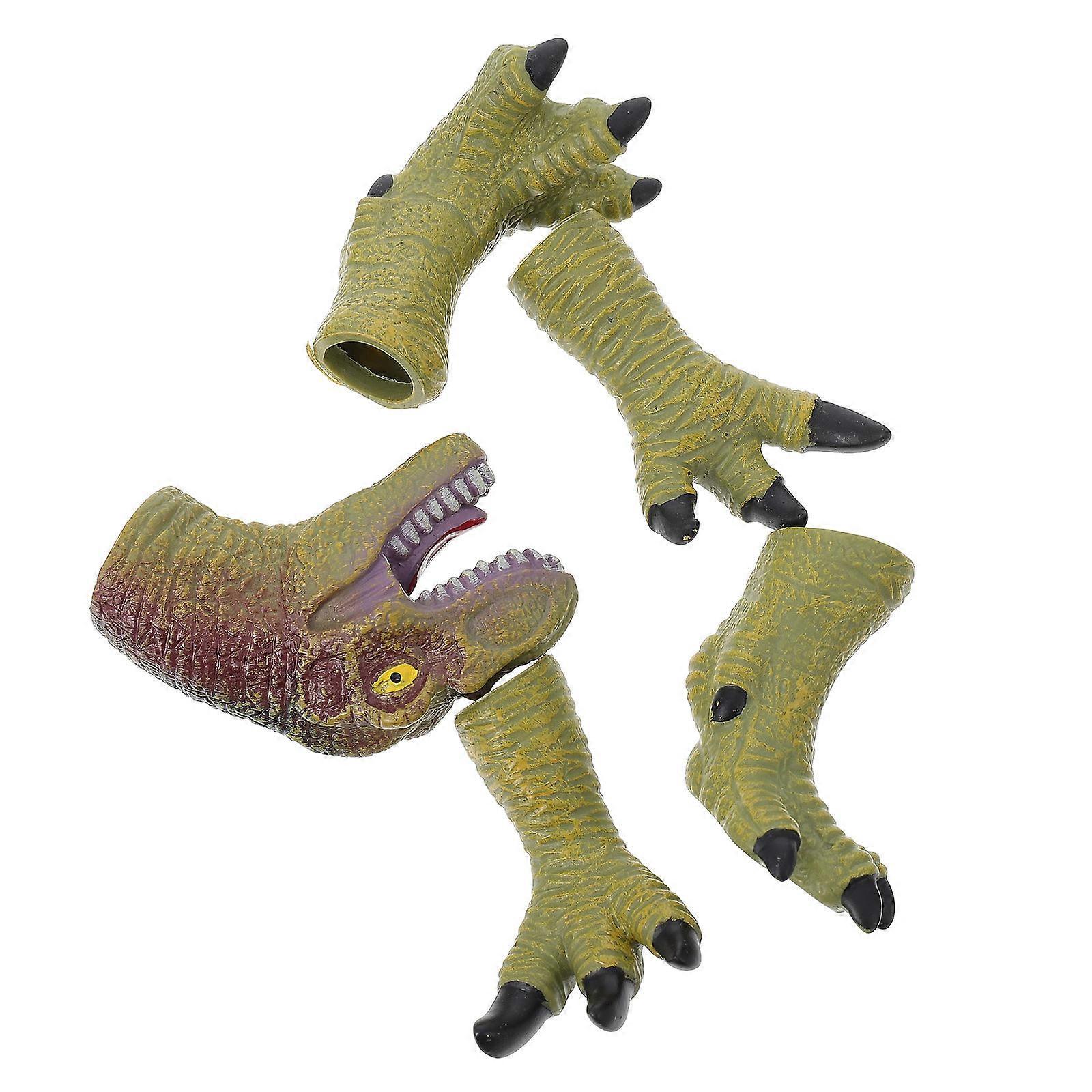 Finger Puppets Animal Dinosaur Hand Puppet Playtime Family Interaction Green Vinyl Improving Communication Skills 1 Set