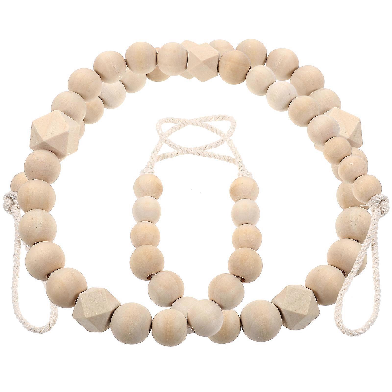 Curtain Tiebacks Wood Beads Curtain Tie Backs for 4Pcs Beige