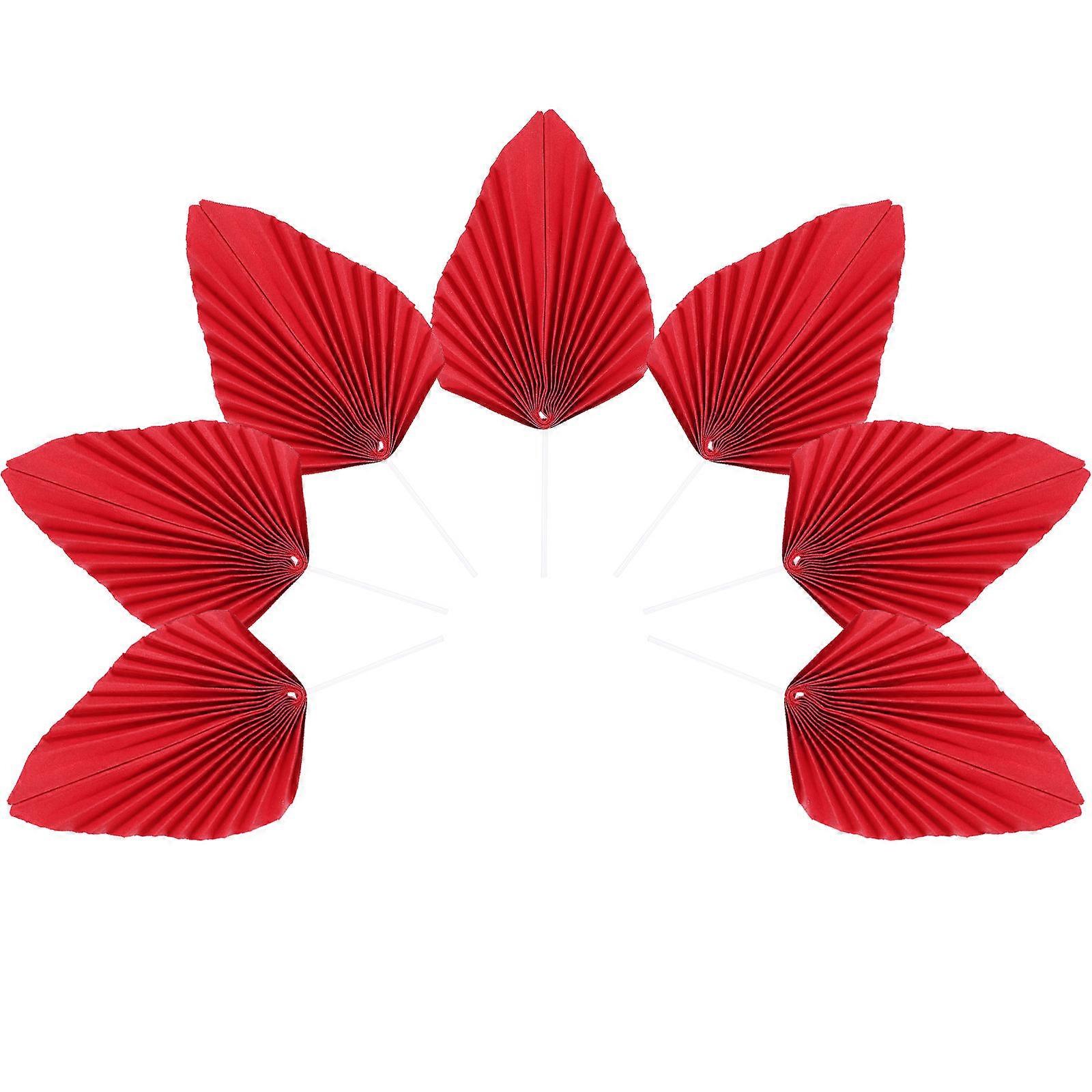 Palm Shaped Cake Insert Cards 20Pcs Party Use Birthday Cake Decorations Food-Safe Paper Material in Red