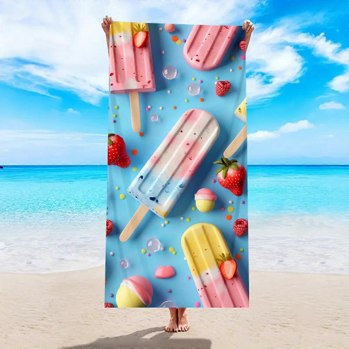 Beach towel ice cream element microfiber quick-drying water-absorbing microfiber beach bath towel