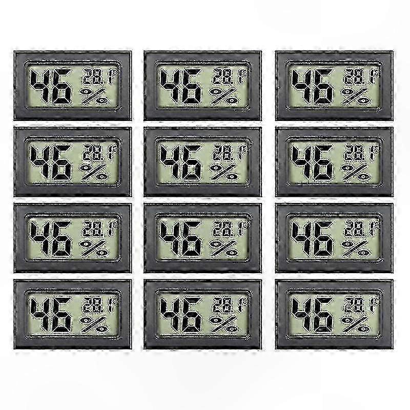 12 Pack Mini Digital Thermometer Hygrometer, LCD Display Indoor Temperature Humidity Meter Celsius Edition