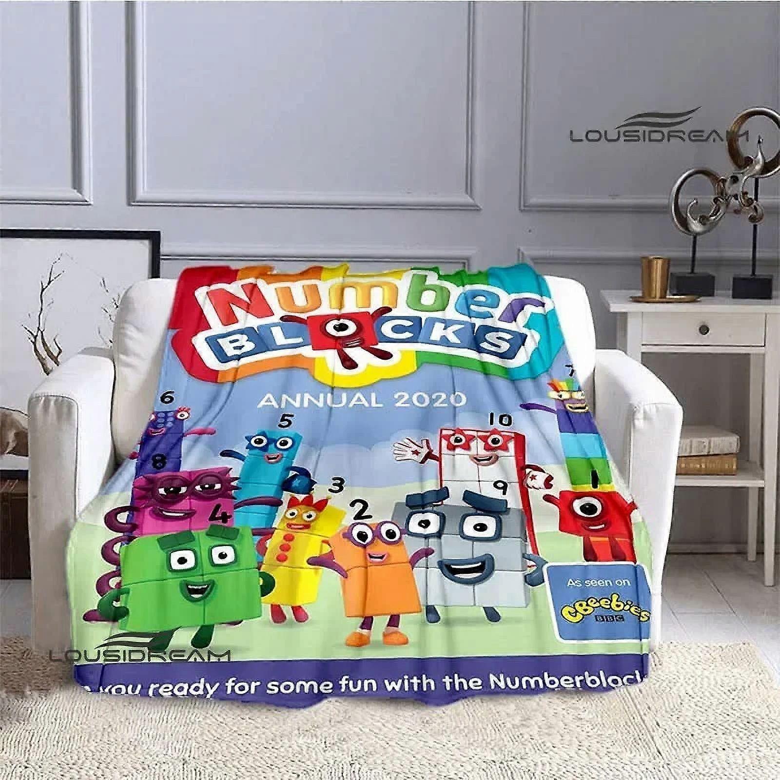 n105 N-Number-Blocks kreslený tištěný deka Flanel Teplé přikrývky Měkké a pohodlné přikrývky povlečení cubre cama Dárek k narozeninám ju105