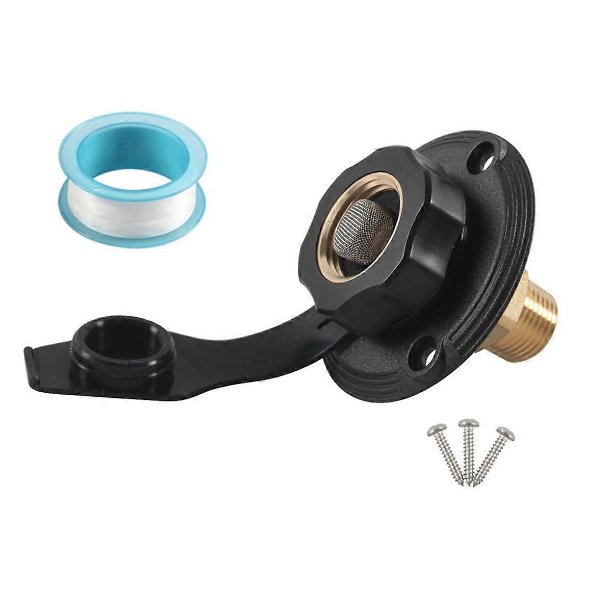 RV Water Inlet Connection City Water Fill Inlet Flange Brass Black