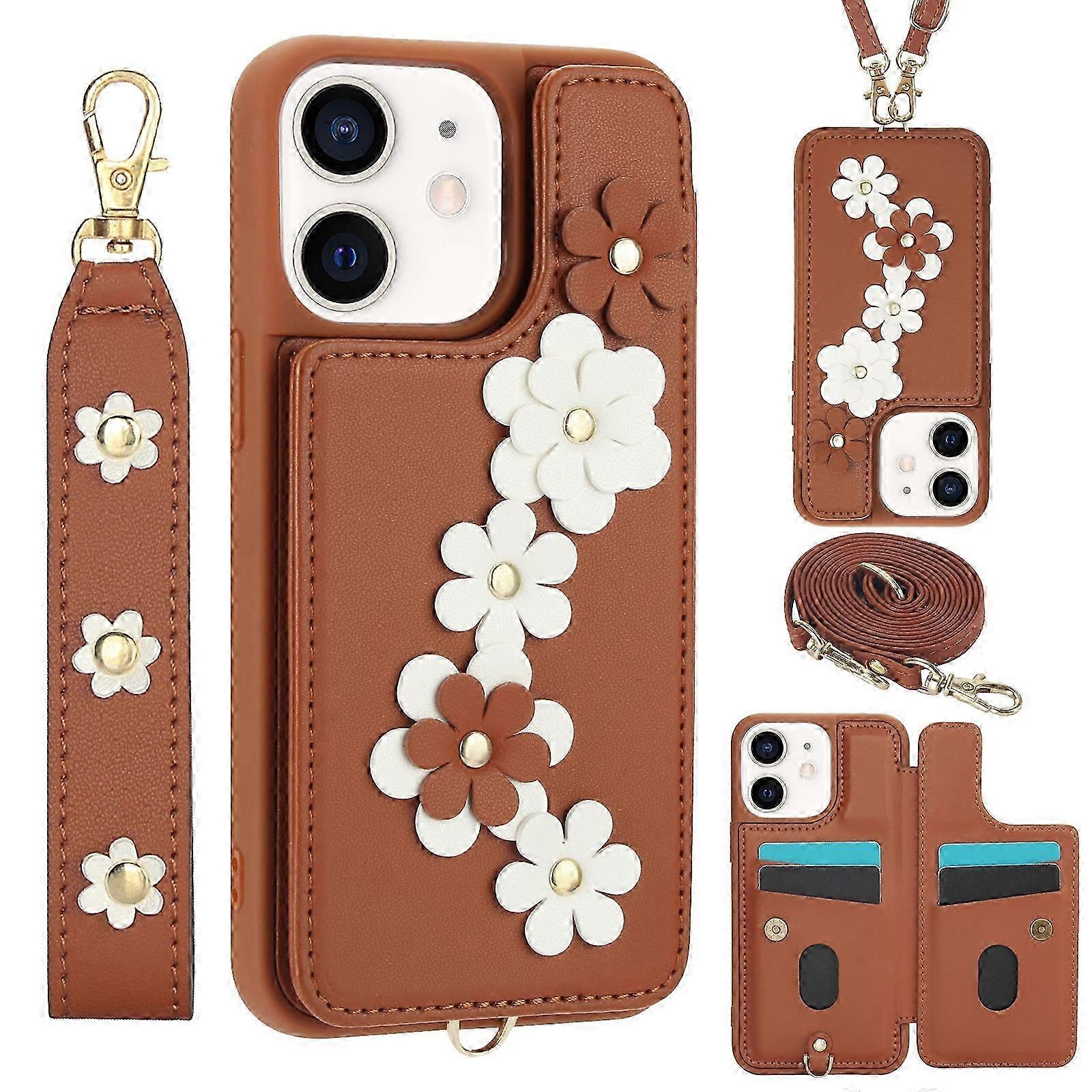 Crossbody Flower Pattern Leather Phone Case 2025