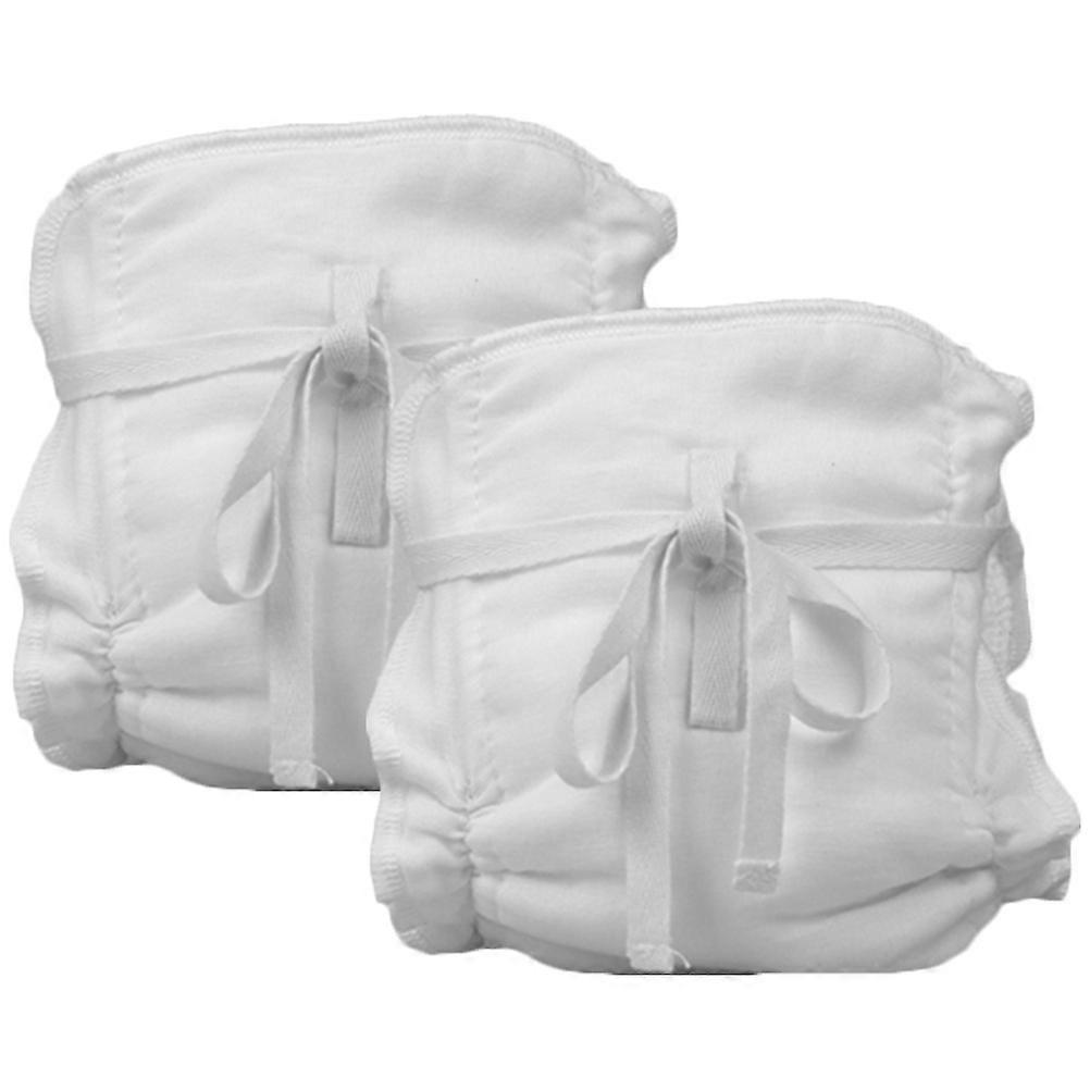 Breathable Baby Diaper Pant Newborn Daily Use Cotton White with Strap Design Leak-Proof 2Pcs