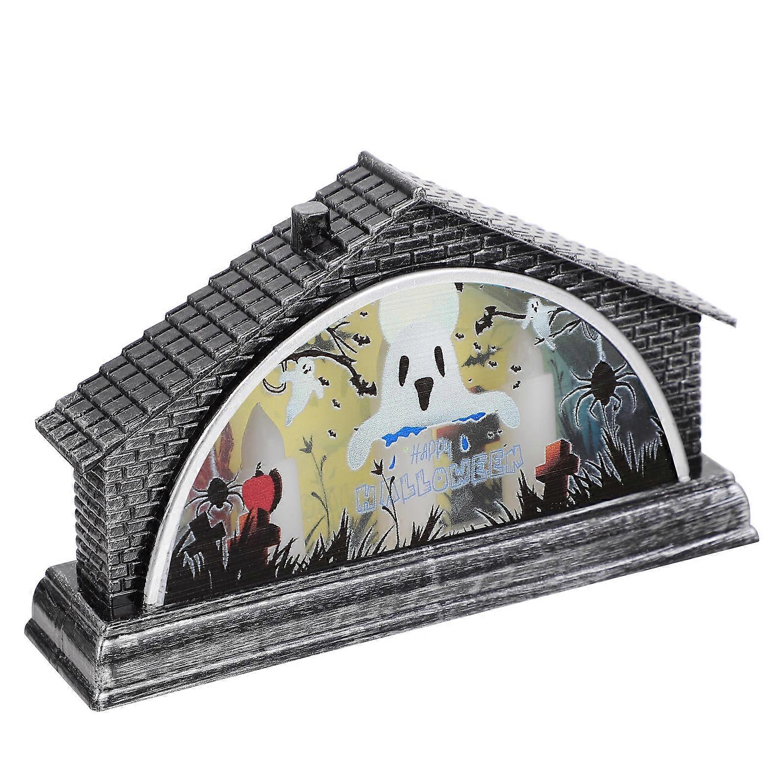 Halloween LED Light Small House Ornament for Decor 2Pcs Candlelight