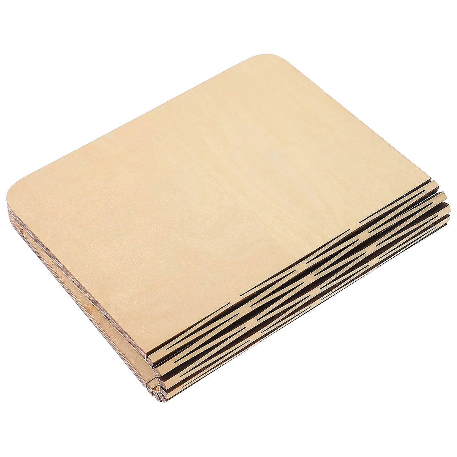 Book Light Wood Shell Folding for DIY Supply 4Pcs White Craft Component