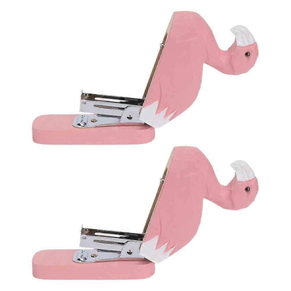 Wooden Flamingo Stapler for Desktop Accessories 8Pcs Set
