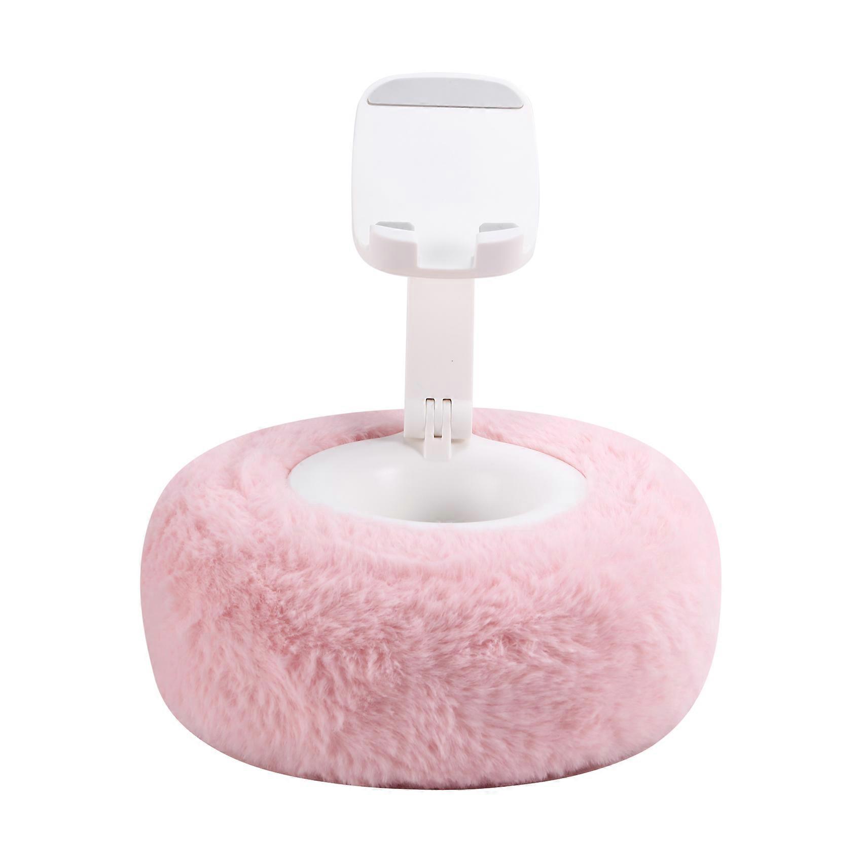 Adjustable for Kindle Pillow Stand Reading Support with Fuzzy Bowl 360° Phone Holder for Bed Pink