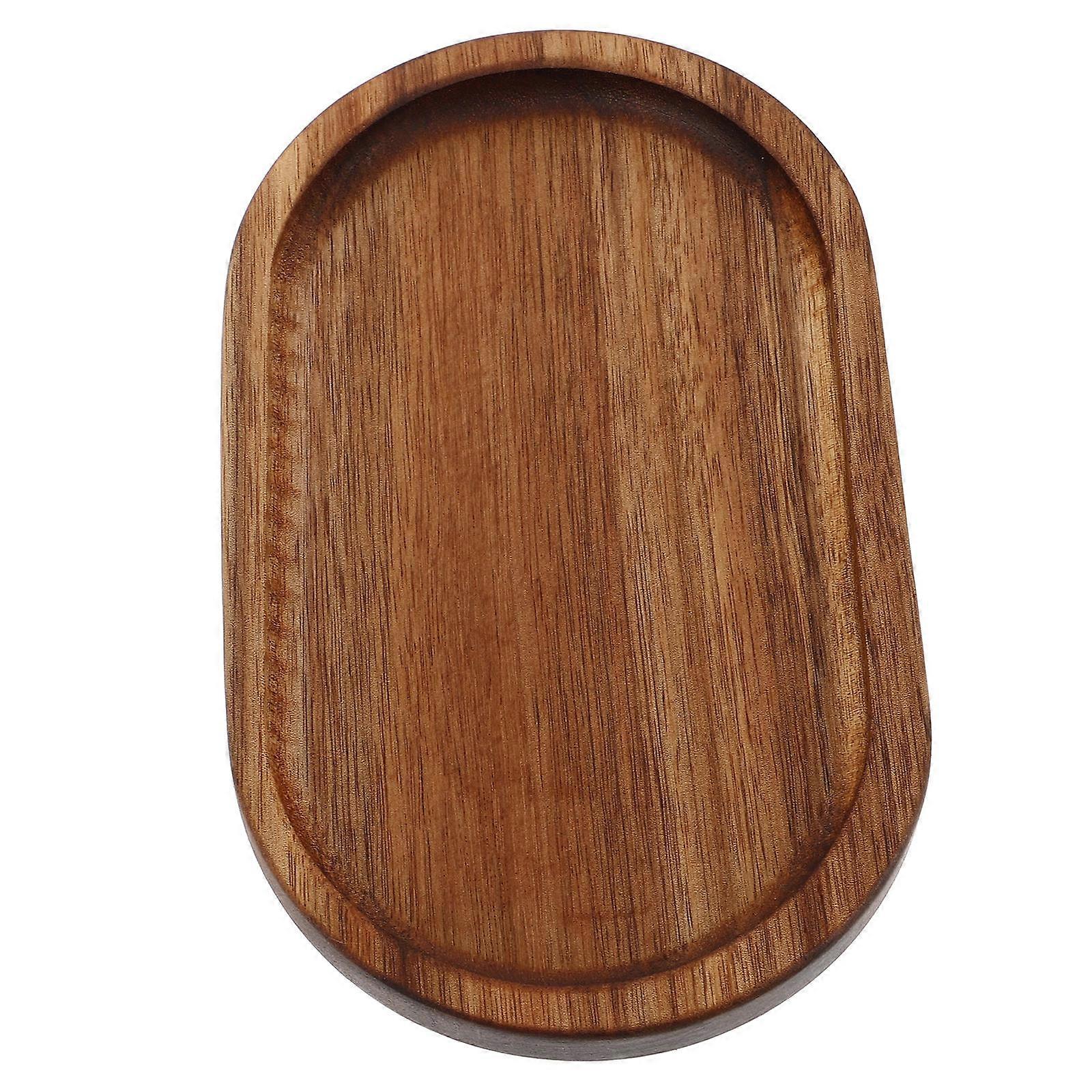 Wooden Riser Stand Oval Pedestal Tray for 3Pcs Kitchen Tabletop