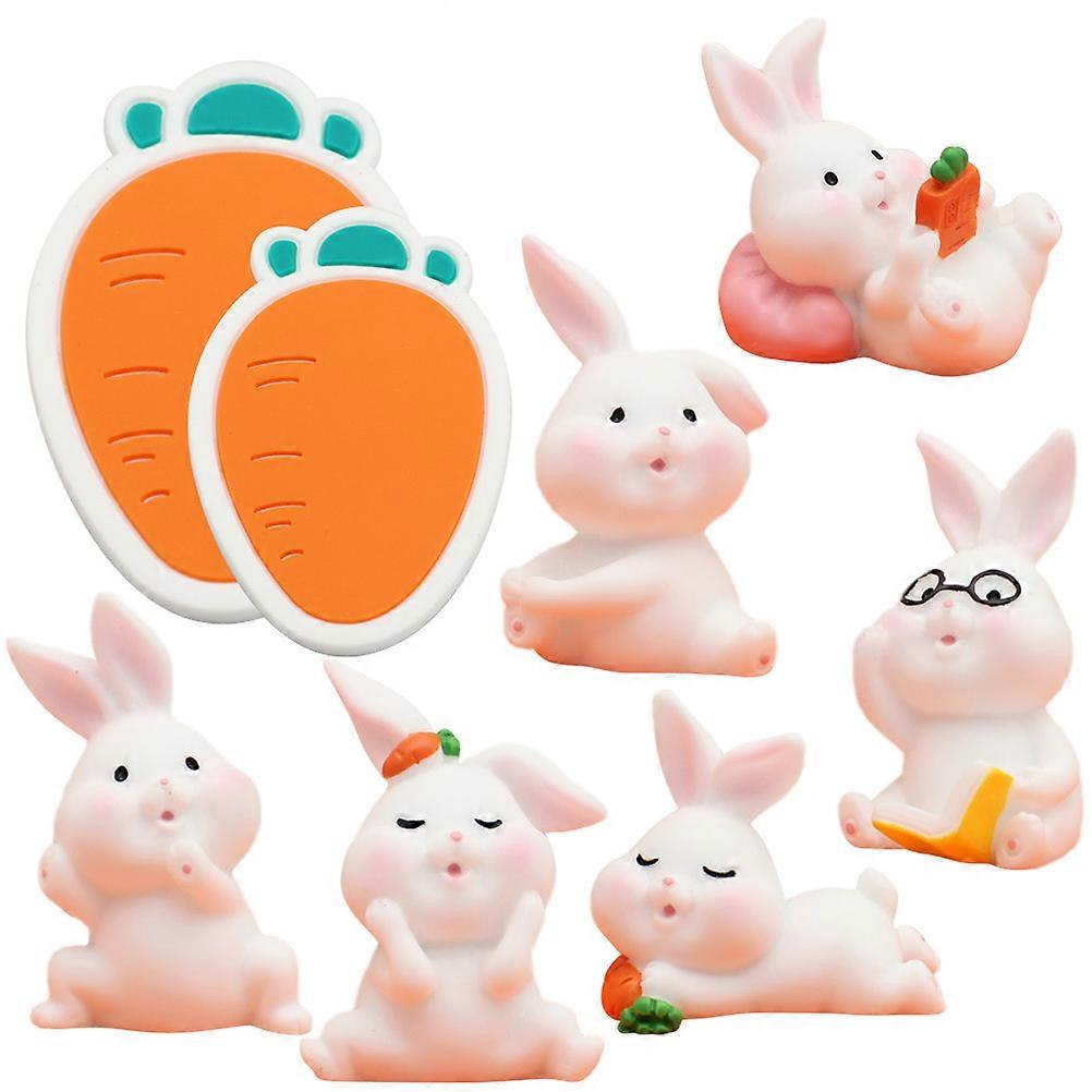 Delicate Resin Rabbit Ornaments For Gift Giving Compact 2 Sets Of Miniature Figurines