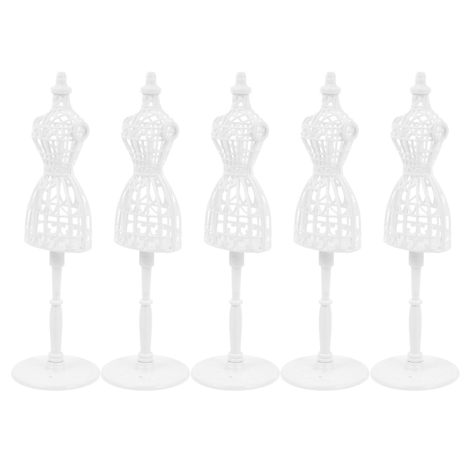 Mini Mannequin Model Stand White Plastic for Displaying 5Pcs Pieces