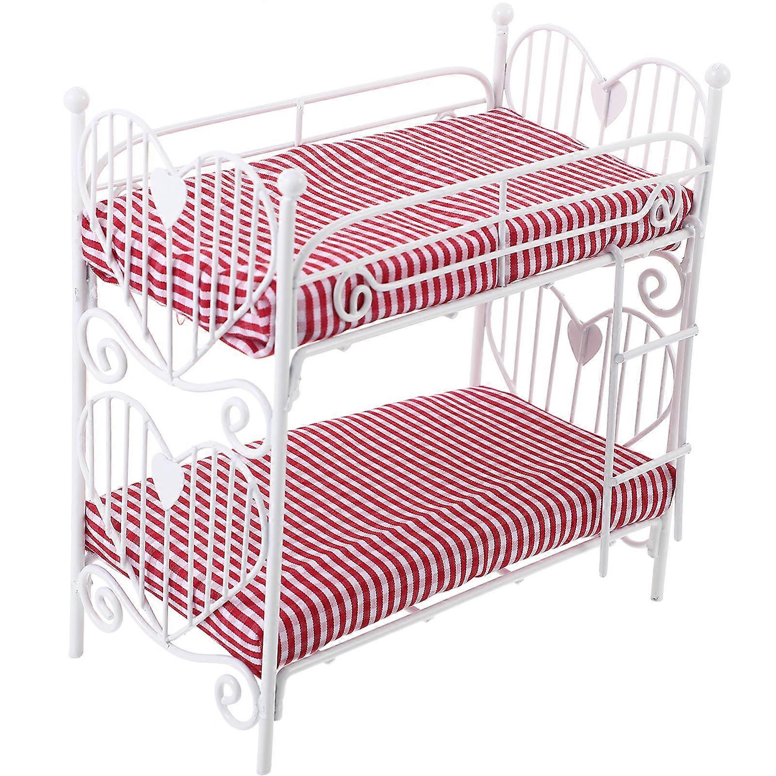 3Pcs Mini Metal Bunk Bed 1/12 Scale For Doll House Home Decoration And Photography With Realistic Shape