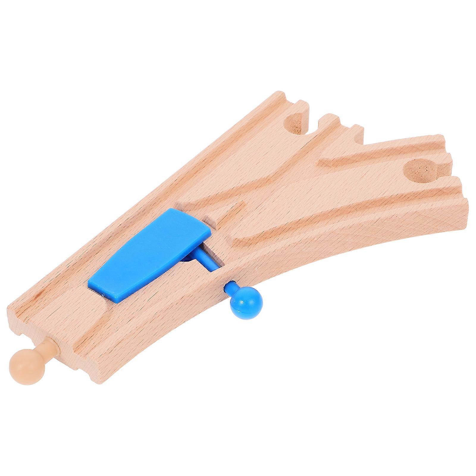 Wooden Train Track Switch for Child Play Blue