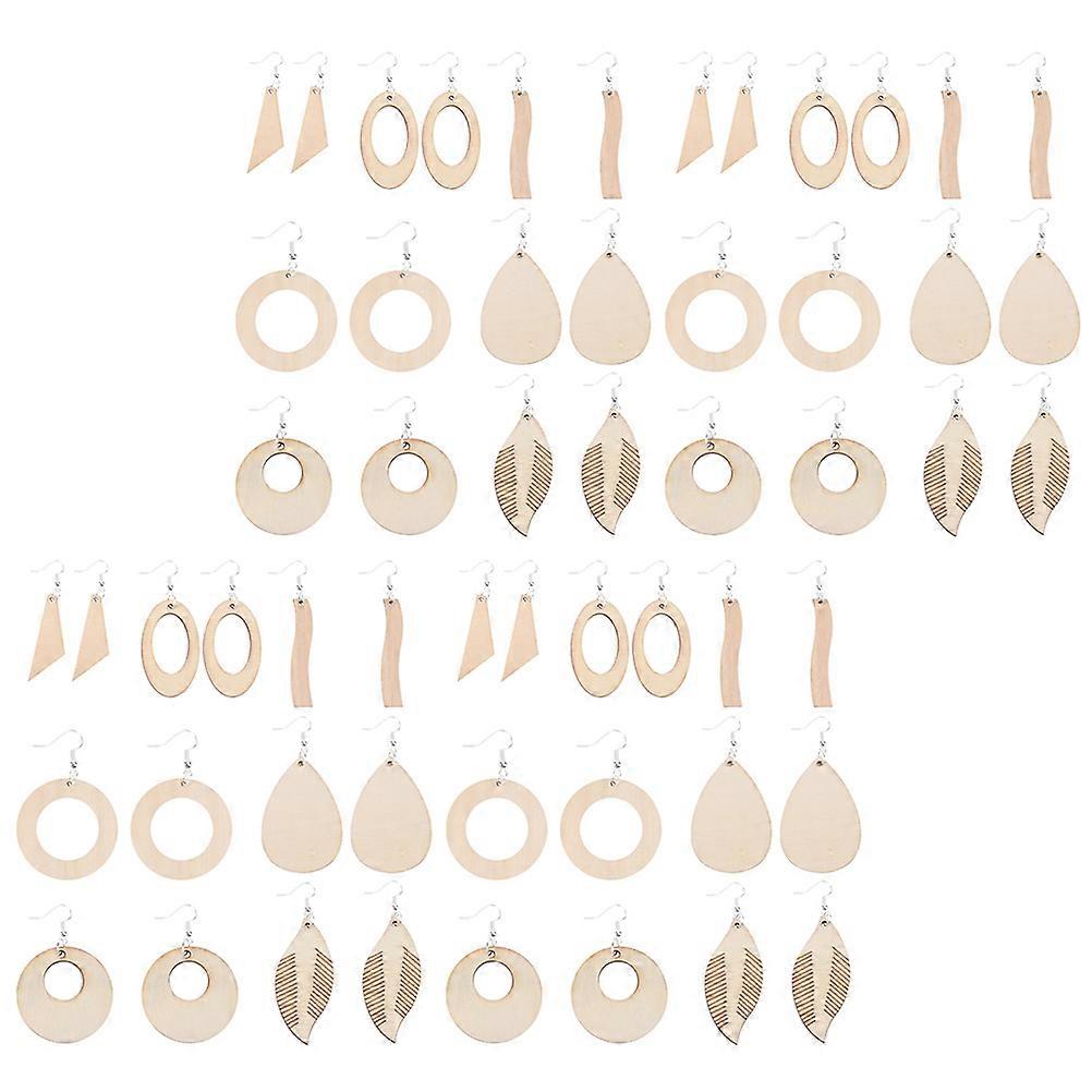 Wooden Earring Hooks With Jump Rings Suitable For Women Jewelry Making Assorted Color Flat Shape 2 Sets