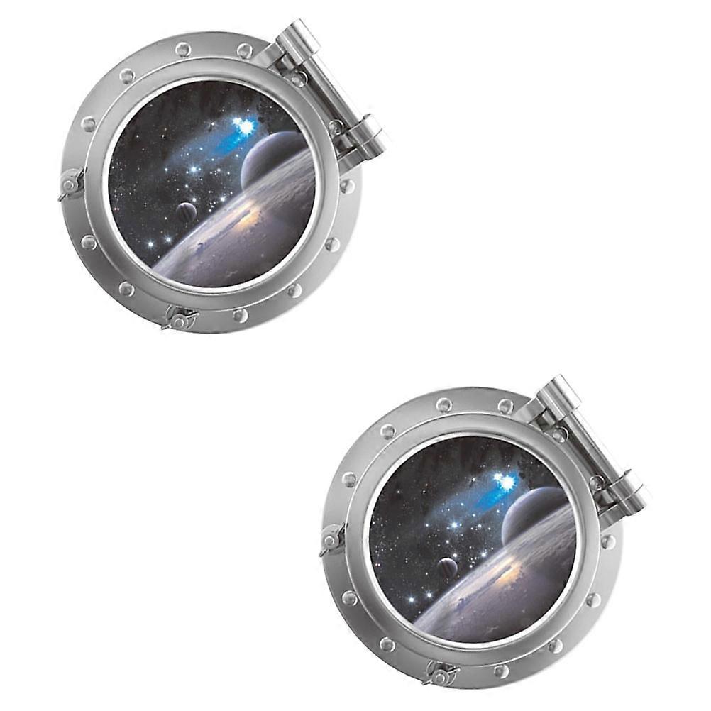 Wall Sticker 2Pcs Durable PVC Universe Planet Stickers Assorted Color For Children's Bedroom Decorative Glow-in-the-dark