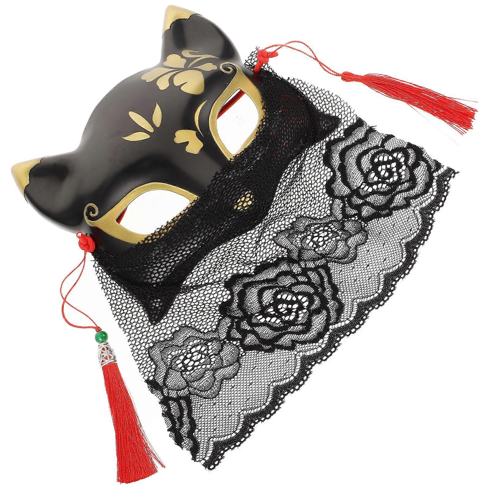 Face Shape Mask 3Pcs Fabric And Plastic For Halloween Masquerade Fun Events