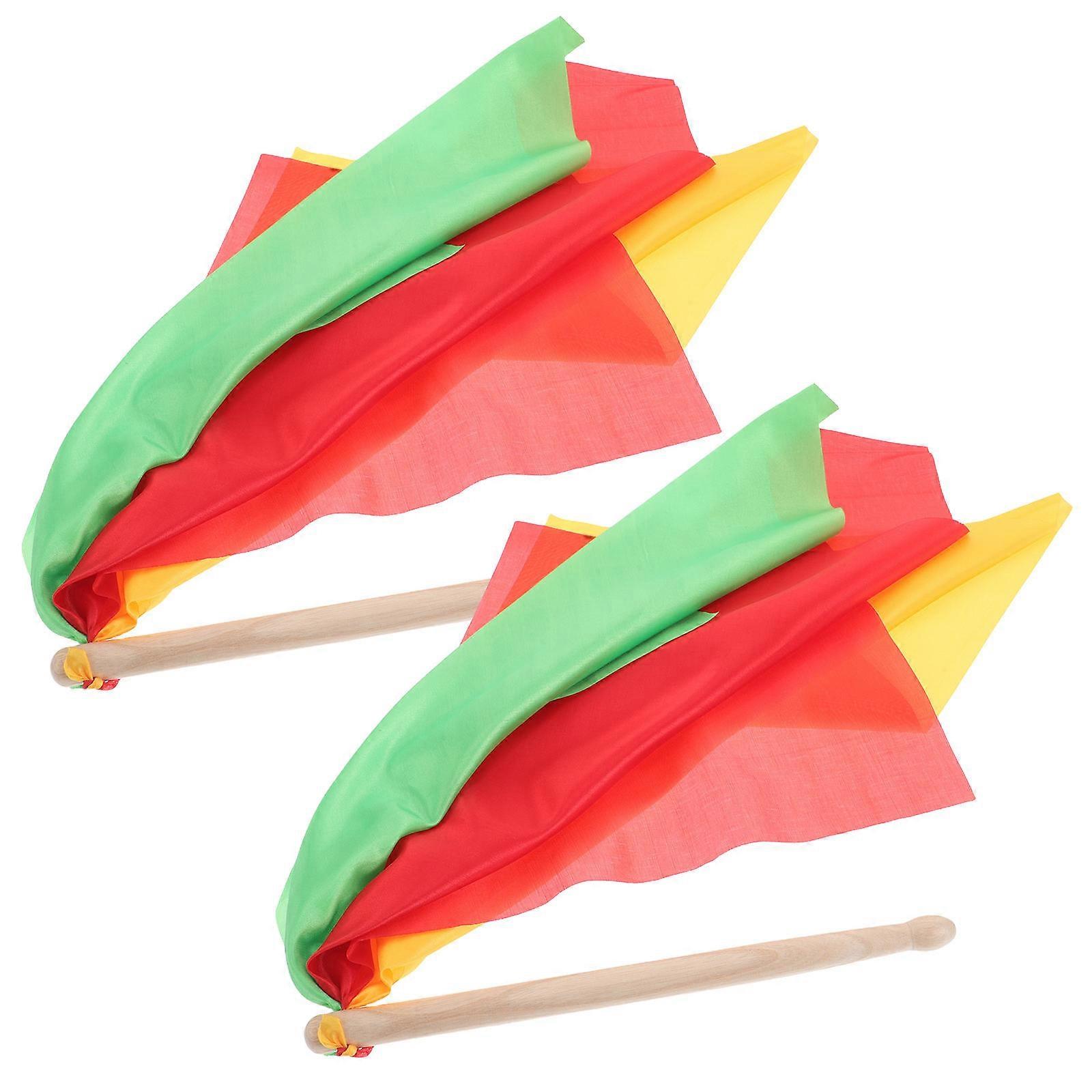 Wooden Waist Drumsticks for Rhythmic Dancing 5Pairs with Colorful Scarves