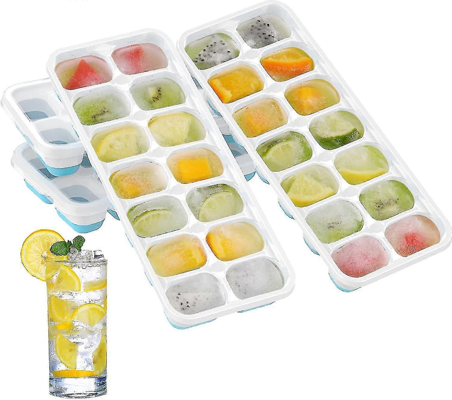 4-pack Silicone Ice Cube Molds Silicone Square Ice Cube Box (blue)