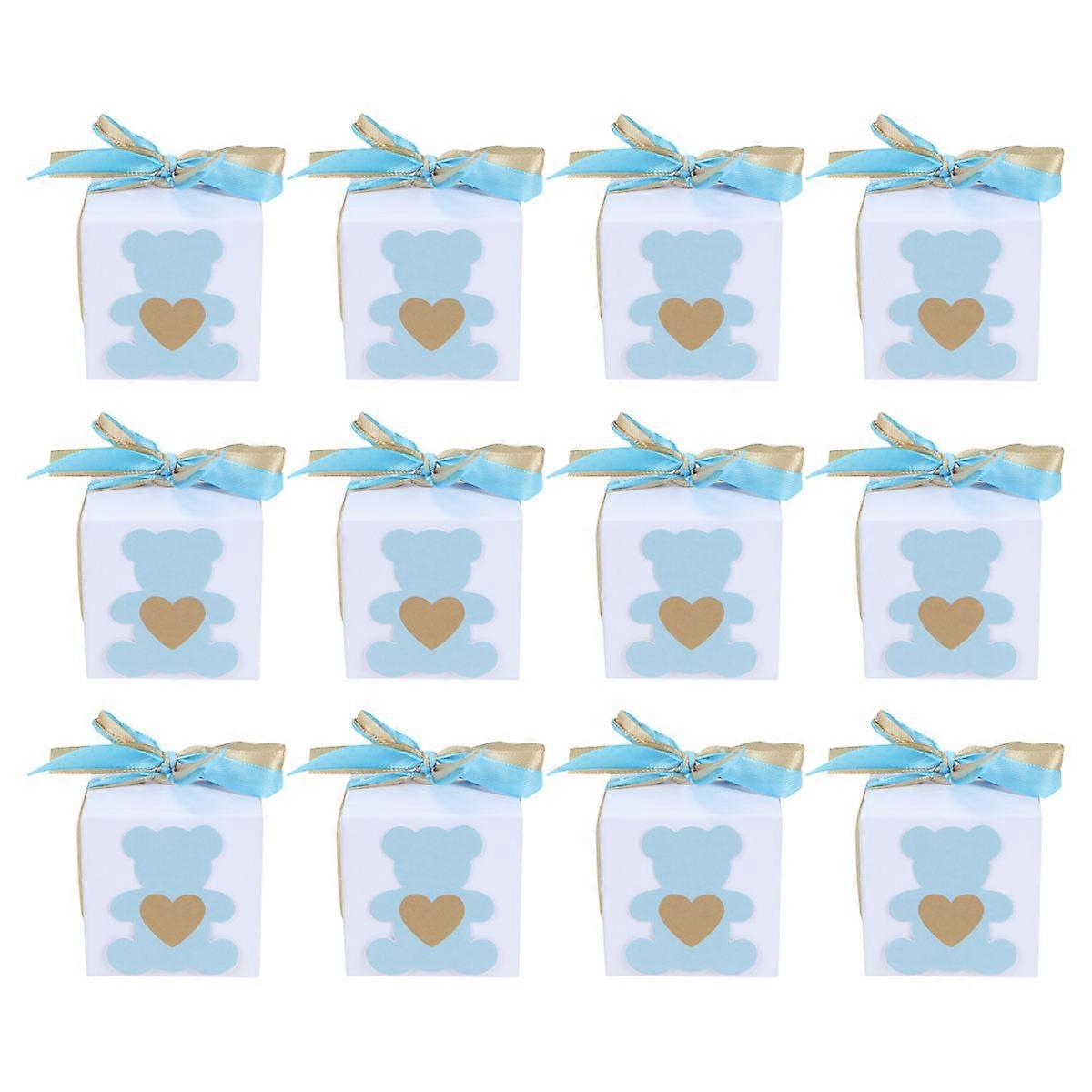 Candy Gift Boxes Square Blue Bear Design for Storage Use 150Pcs