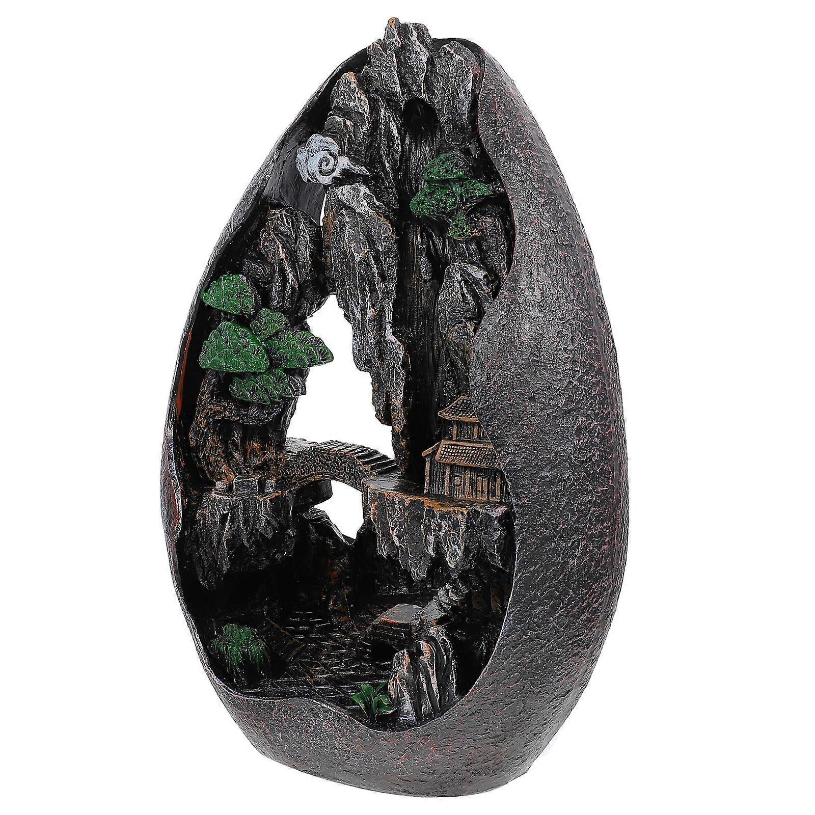 Waterfall Incense Burner Resin Censer for Decor 2Pcs Coffee Color Charming Look