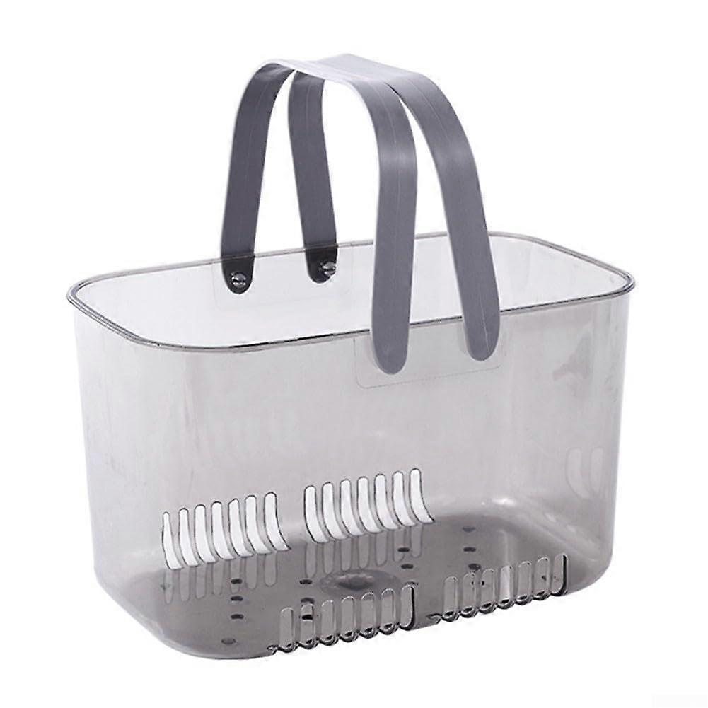 Shower Basket With Handle, Portable Transparent Shower Basket With Drainage Feature, Gray Bathroom Essentials Storage