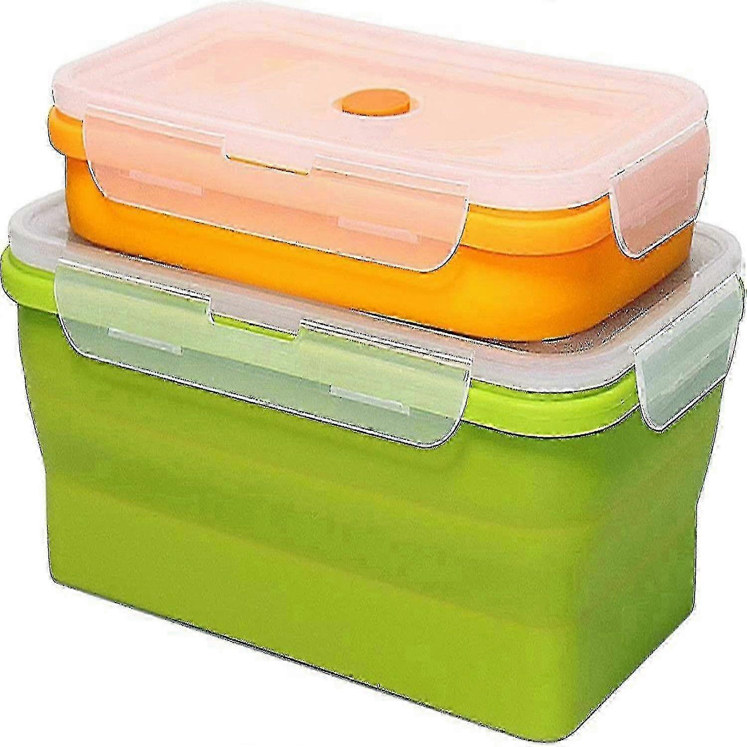 Extra Large Silicone Food Storage Containers Set Of 2, Collapsible Lunch Box With Lids For Kitchen, Outdoors And Rv -HK729
