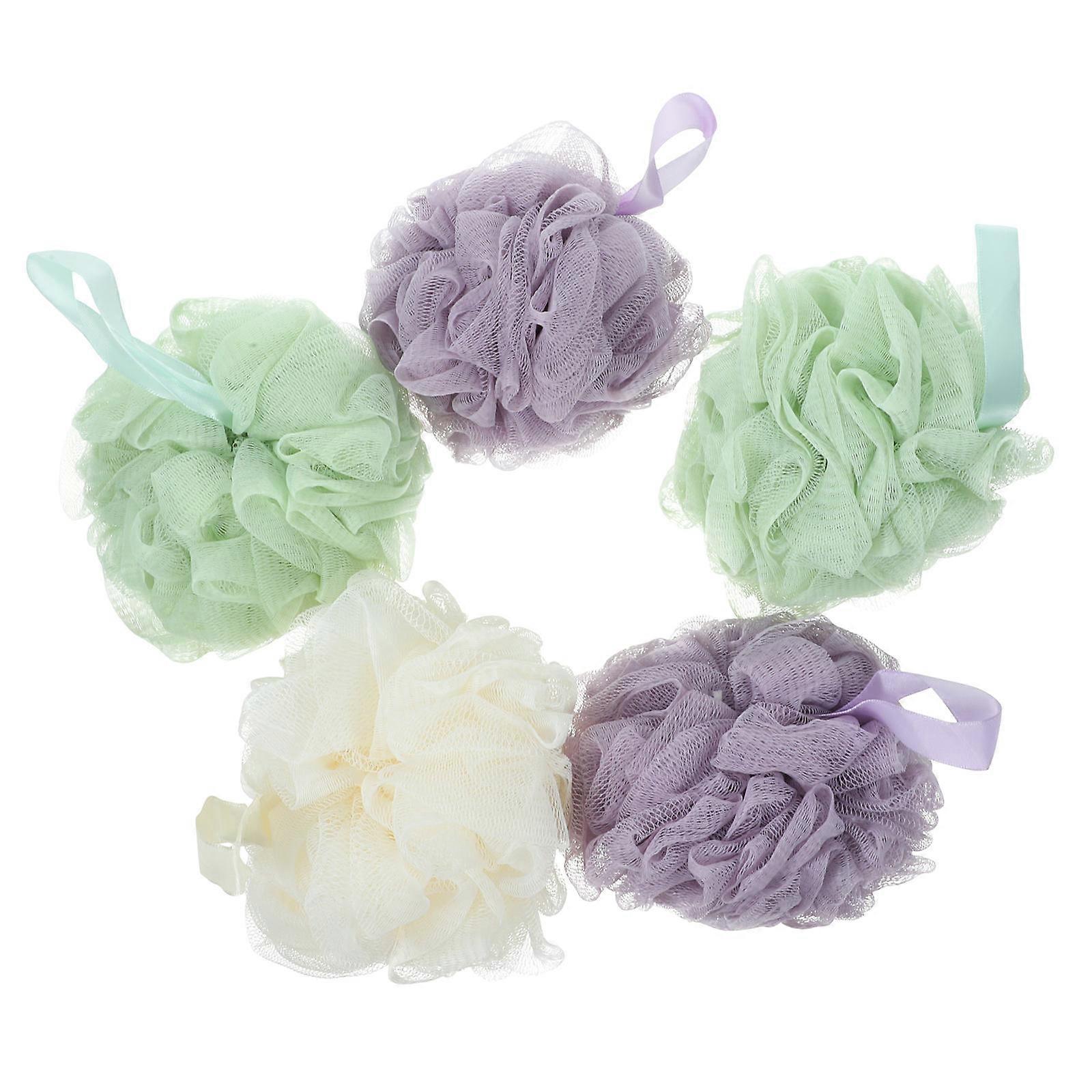 Bath Ball Bubble Maker for Shower Use 5Pcs Assorted Color Durable Bath Puff