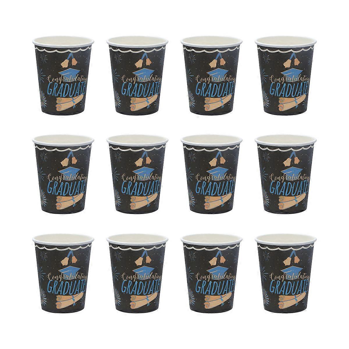 Fashionable Party Set Paper Cups Graduation Theme Tableware Multi Color 24Pcs