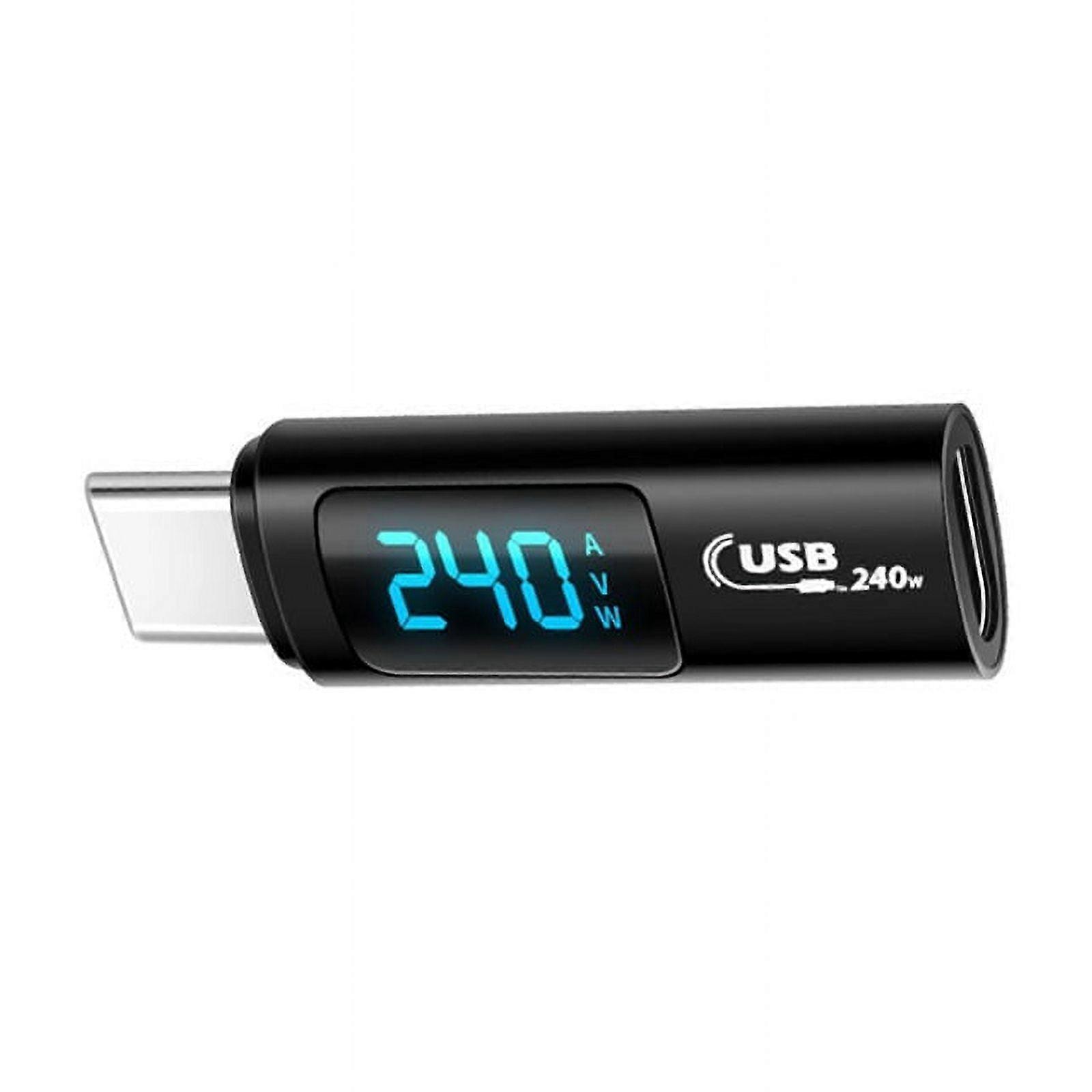 USB 2.0 Display OTG Adapter 240W Digital Display Type-C Adapter OTG High Speed 40Gbps Fast Charging Adapter Black