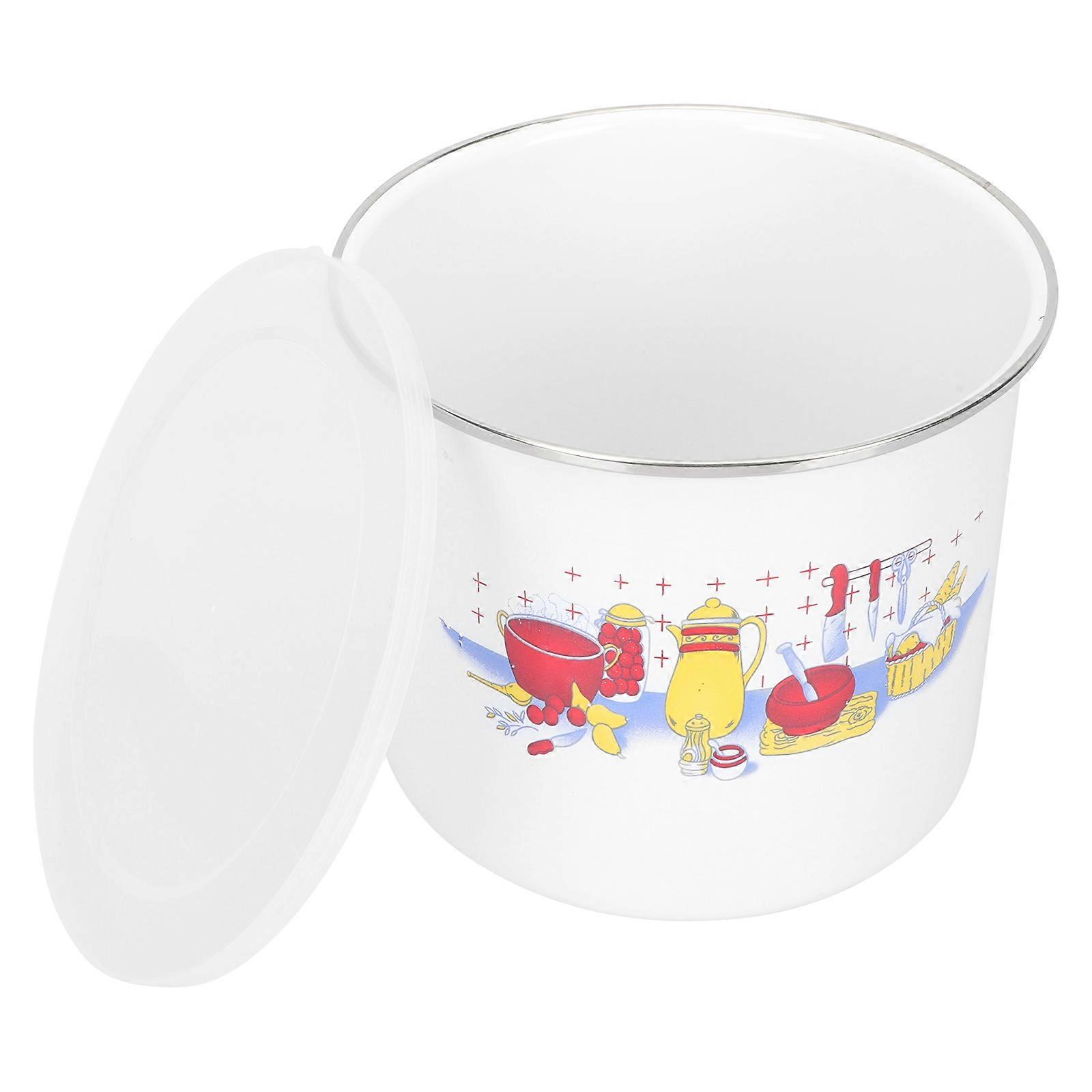 Large Capacity Drinking Cup Enamel Mug for Storage Use 3Pcs Retro Style