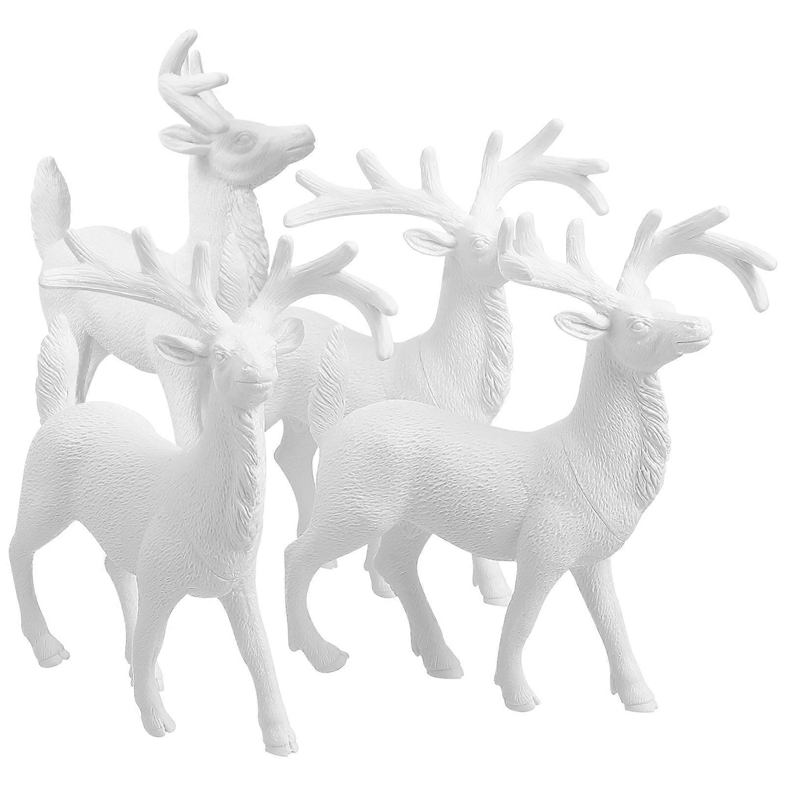 Christmas Mini Deer Model for Home Decor 16Pcs White Decorative Set