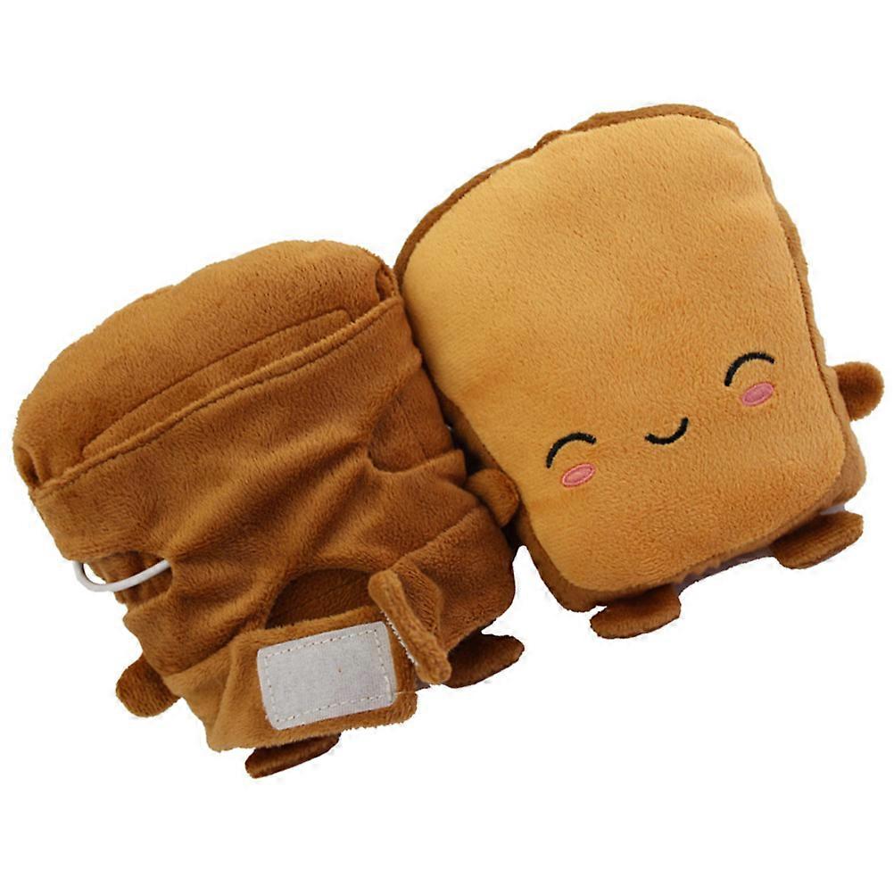 USB Heated Gloves with Adorable Bread Cartoon Design for Warmth 3Pairs