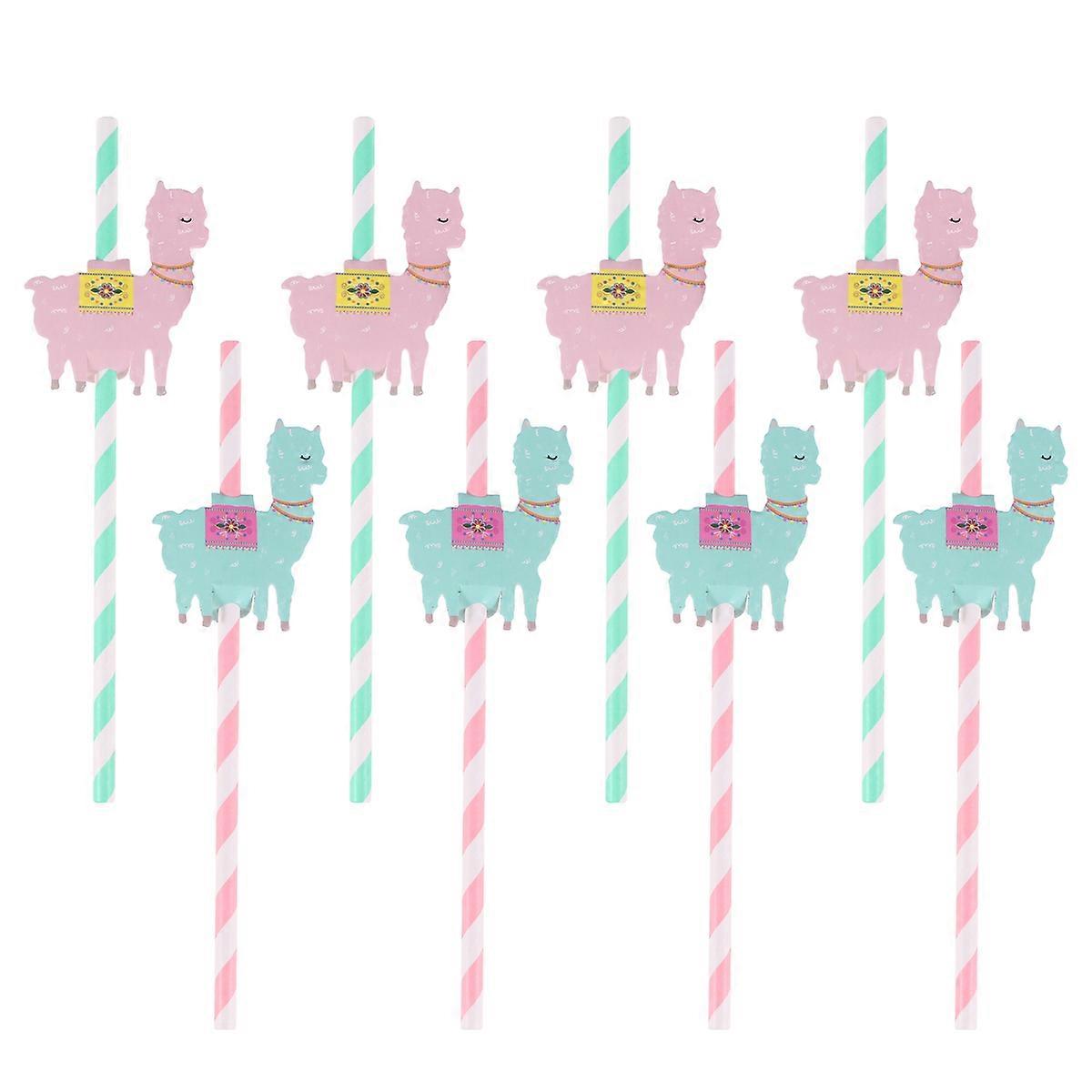 Paper Straws Alpaca Shape for Drinking Use 24Pcs Biodegradable Party Straws