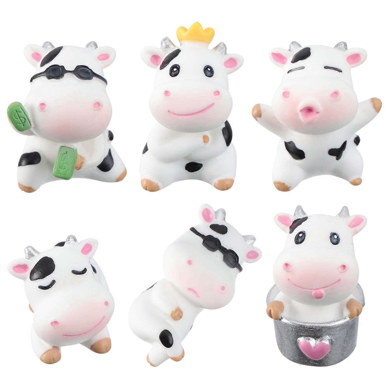 12Pcs Resin Desktop Cartoon Cow Ornament for Decor Display