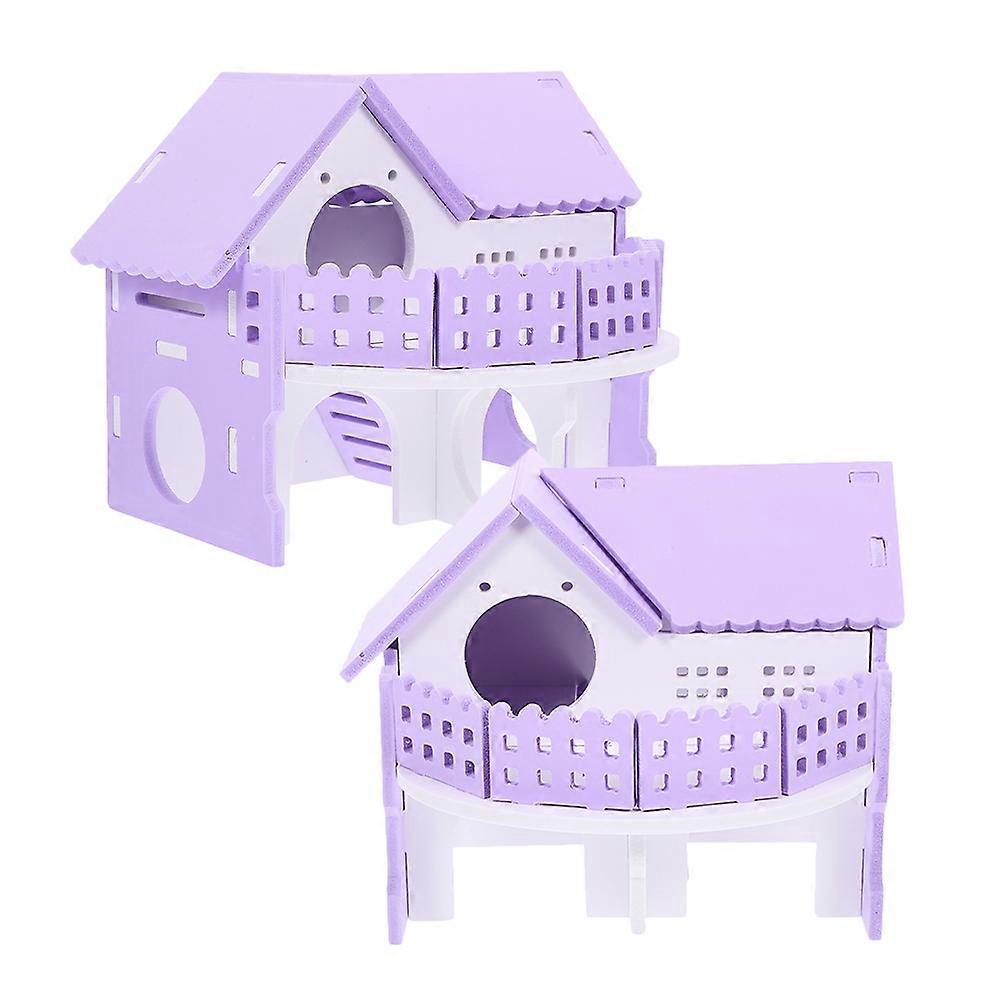 Hamster Hideout Villa PVC Double-Layer Habitat for Small Pets 4Pcs