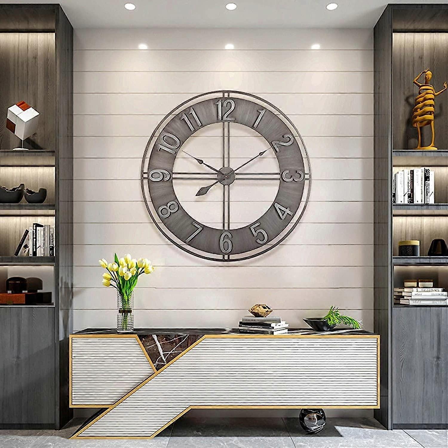 24Inch Retro Large Garden Wall Clock Outdoor Wall Clock Patio Clock