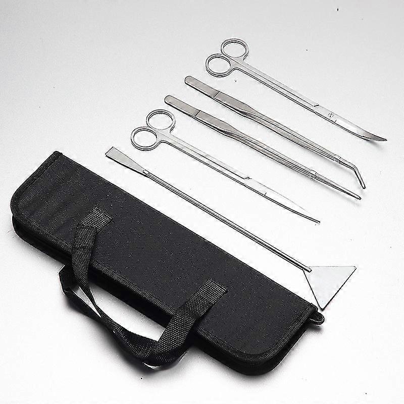 Aquarium Aquascaping Tool, Long Tweezers Scissors Spatula, 5 In 1 Stainless Steel Aquatic Plants Set With Case