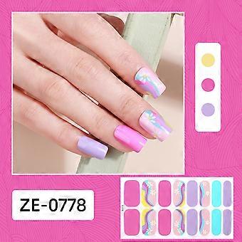 Neue 16-Finger Französisch süße Blume Nagellack Film Nagel Aufkleber Flash Laser Nail Art Aufkleber volle Aufkleber ZE-0778 nackte Stück + Nagelfeile