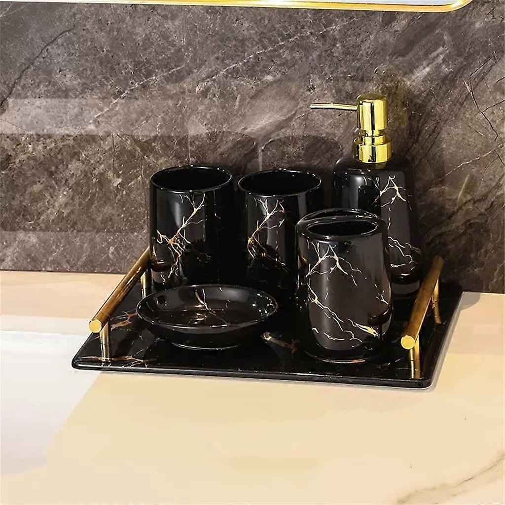 Toiletries Set Ceramic FivePiece Bathroom Toothbrush Set And Mouthwash Cup Wash Supplies