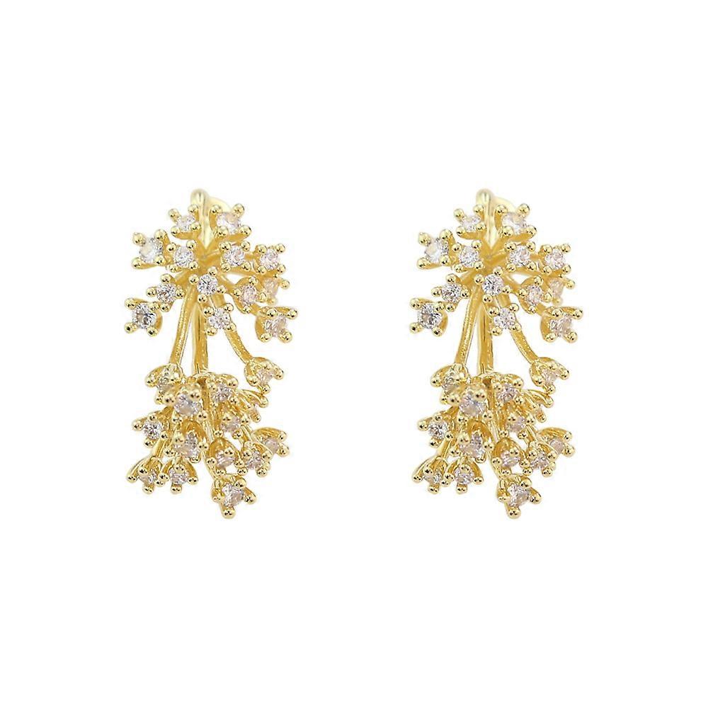 Earrings, Fashionable High-End Flower Drop Earrings with Micro-Set Cubic Zirconia