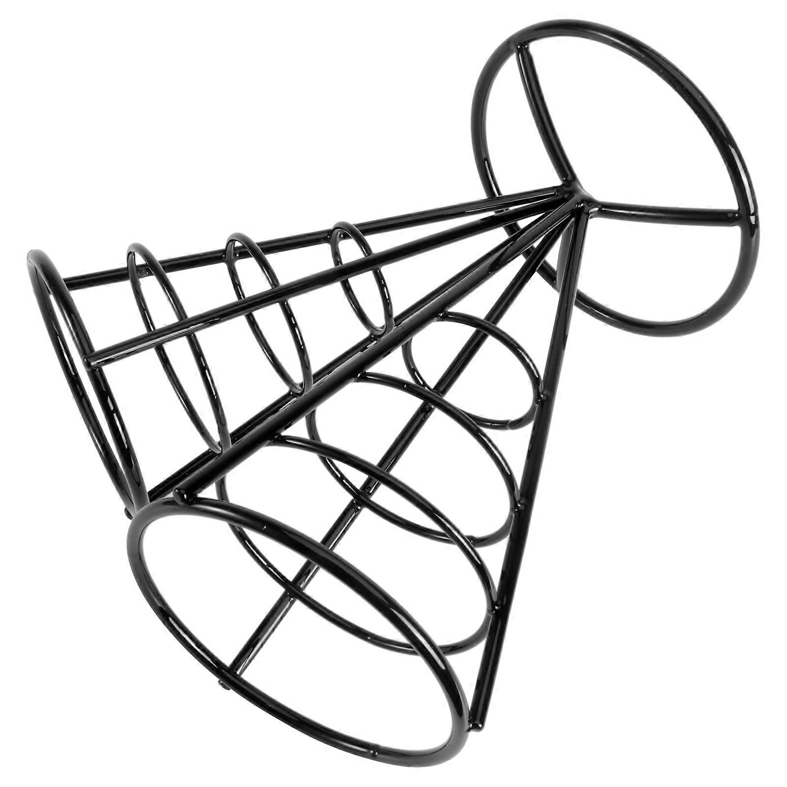 French Fries Cone Holders for Serving 2Pcs Black Mesh Stand Cone Shape