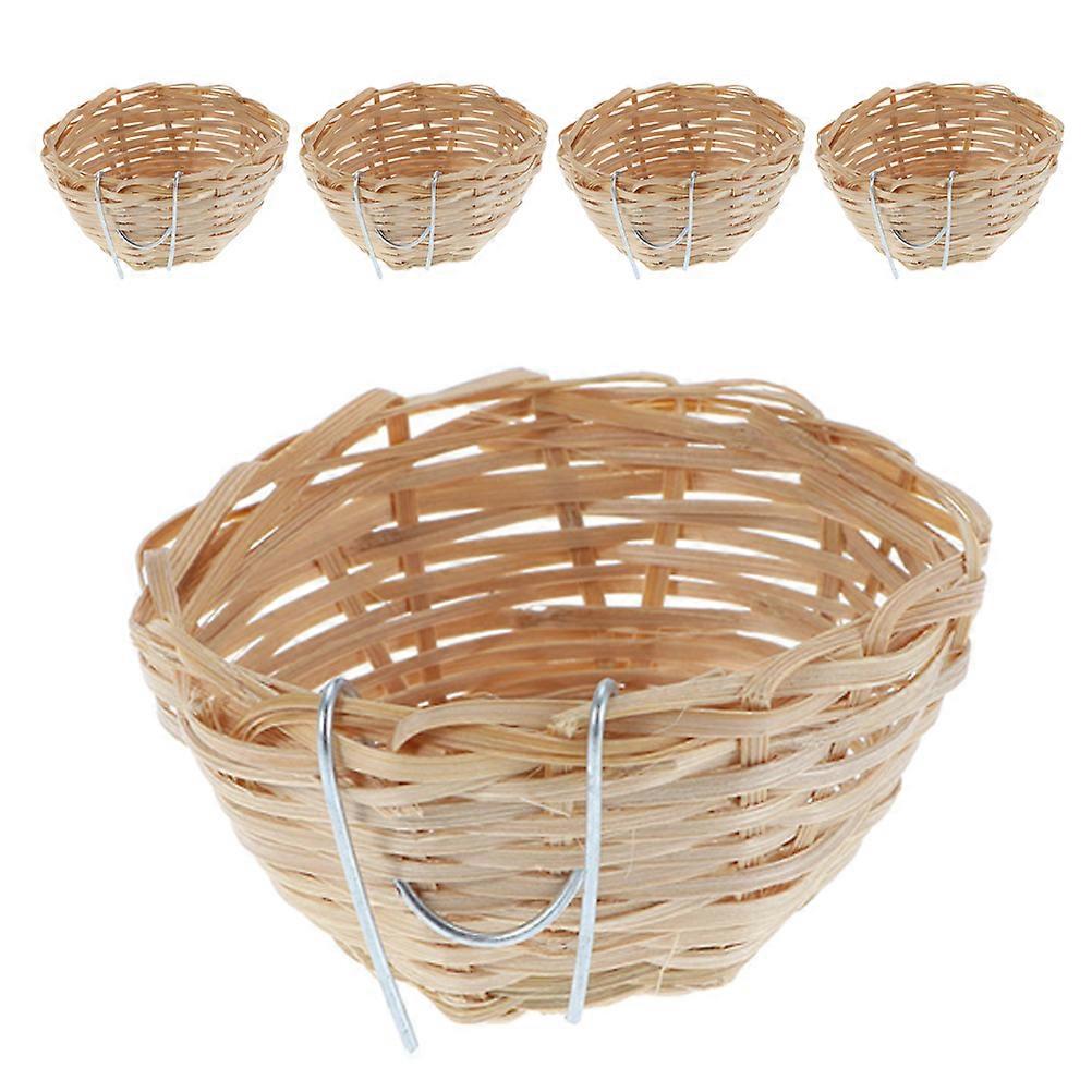 Bird Nest Small Animal Breeding Bed Bamboo Material Light Yellow Functioned for Hatching 5Pcs