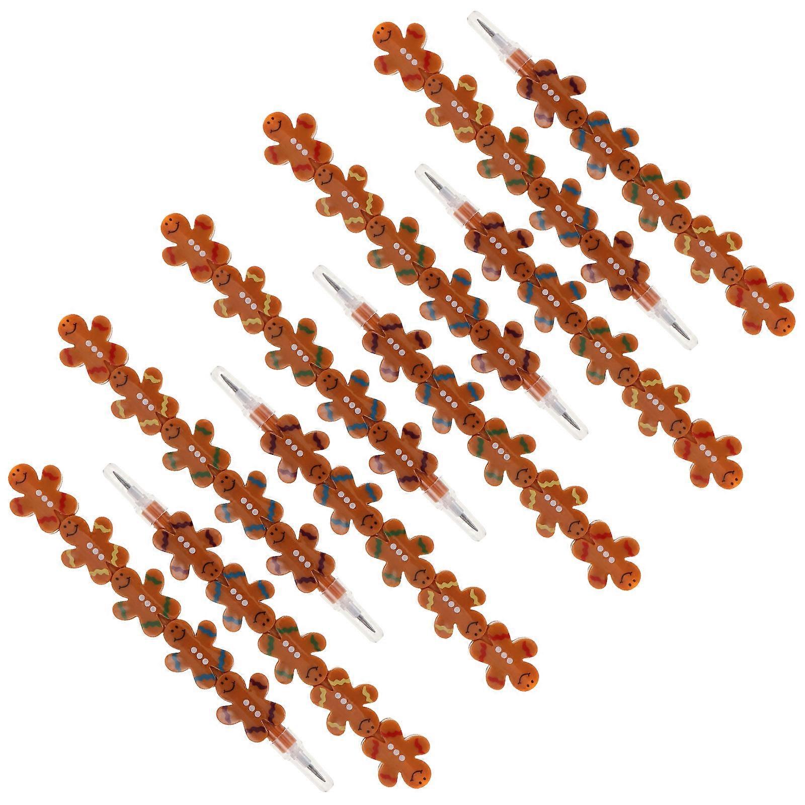 Plastic Gingerbread Man Pencils for Writing Use 10Pcs Xmas Stackable Set
